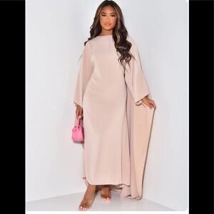 Beautiful Crepe cape style dress with kaftan sleeves and adjustable waist